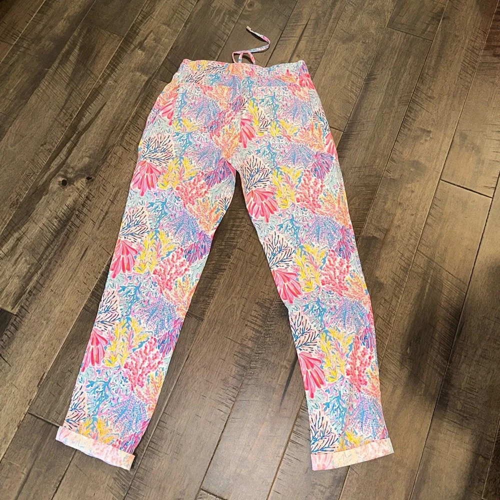 ✨NWT✨ Lilly Pulitzer 31" Taron Mid-Rise Linen Pant - Multi Splashdance Size XS - Picture 2 of 9